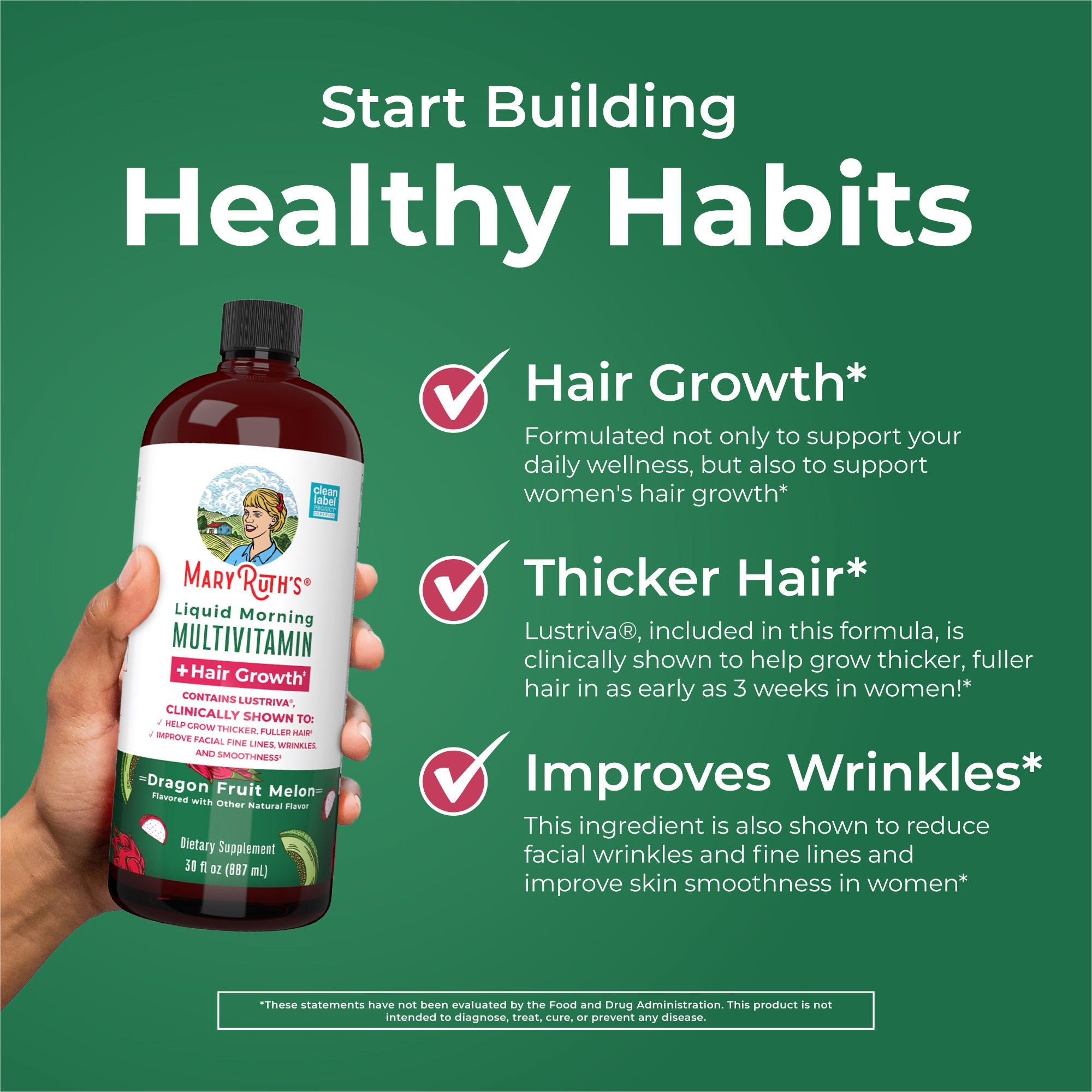 Liquid Morning Multivitamin + Hair Growth (Dragon Fruit Melon)