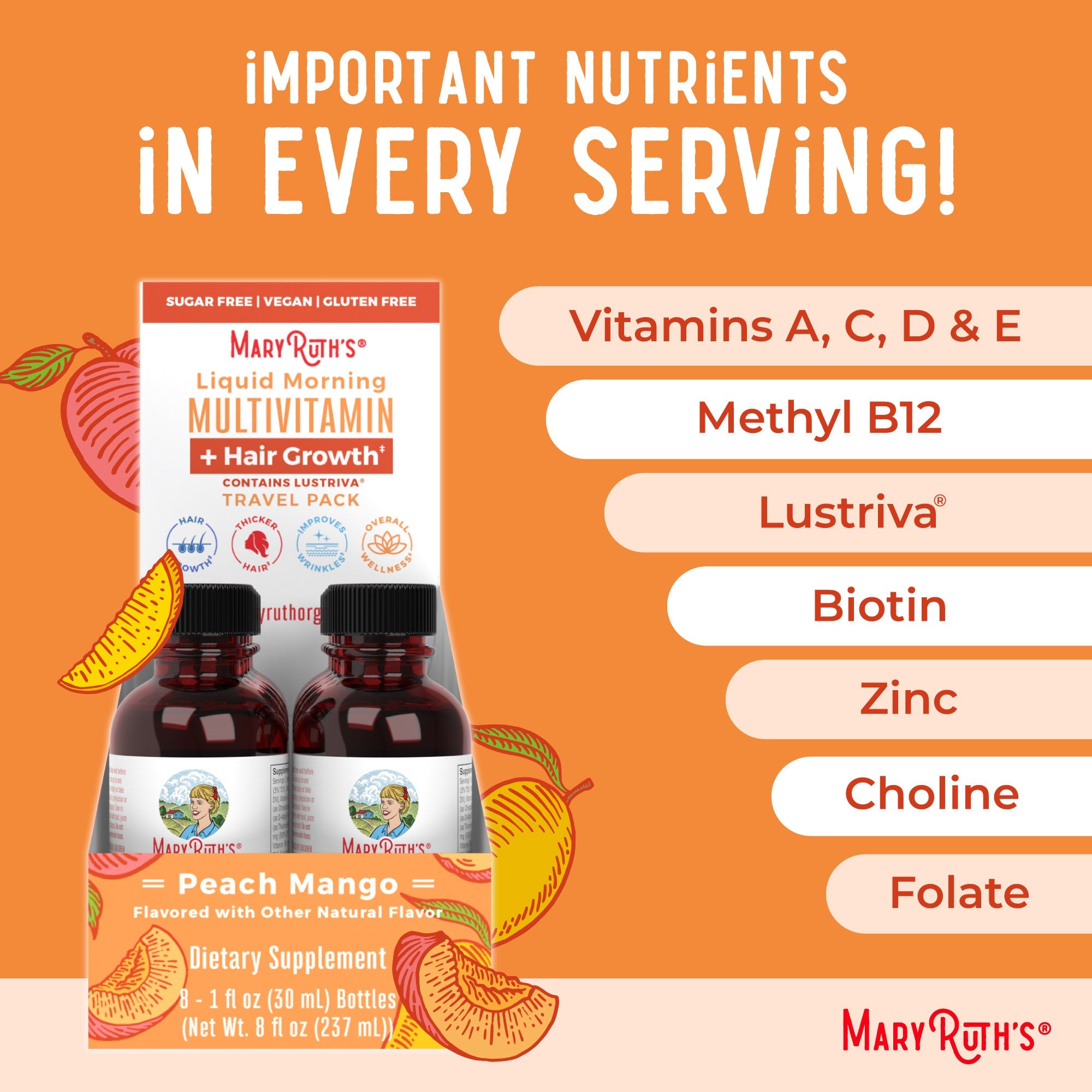 Liquid Morning Multivitamin + Hair Growth Travel Pack