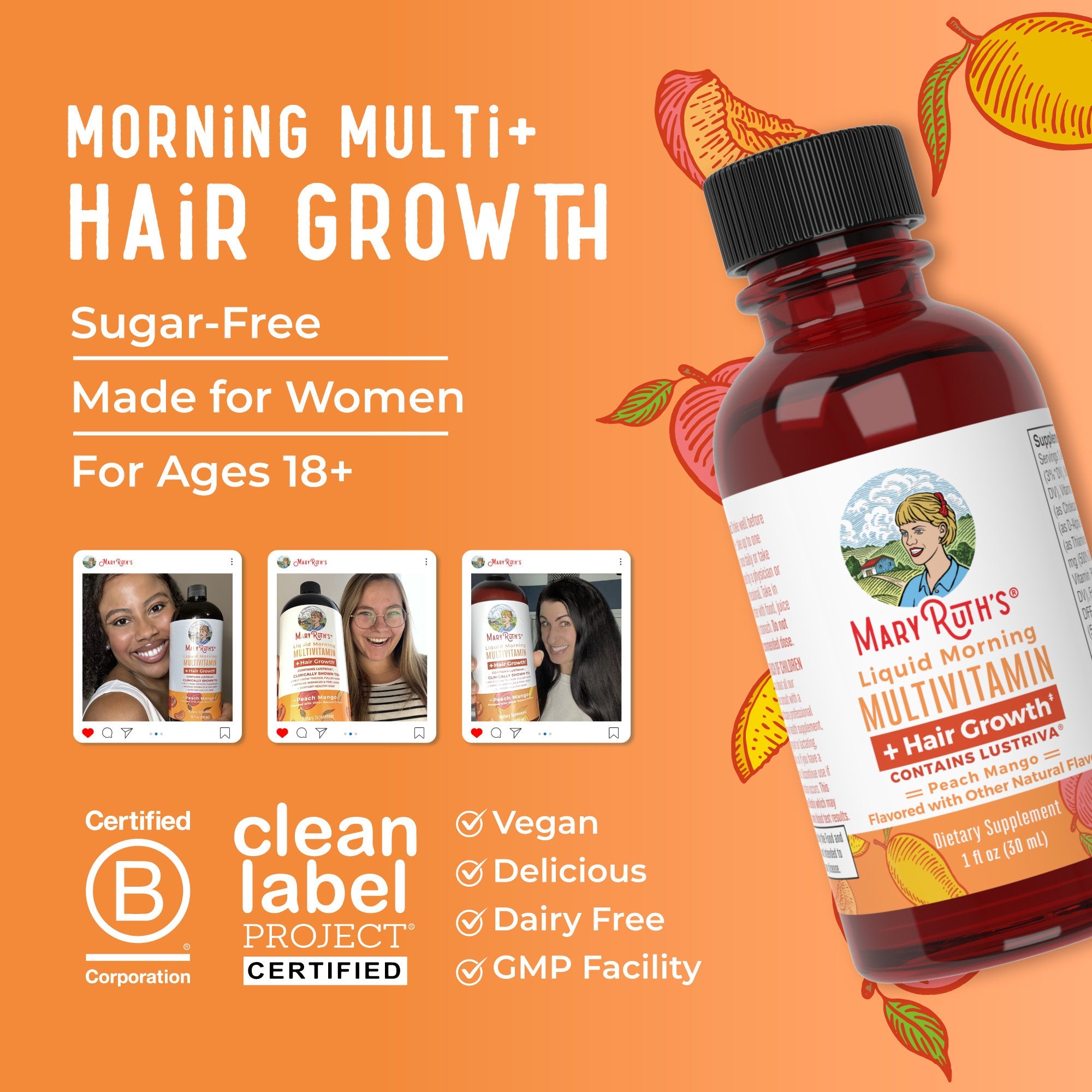 Liquid Morning Multivitamin + Hair Growth Travel Pack