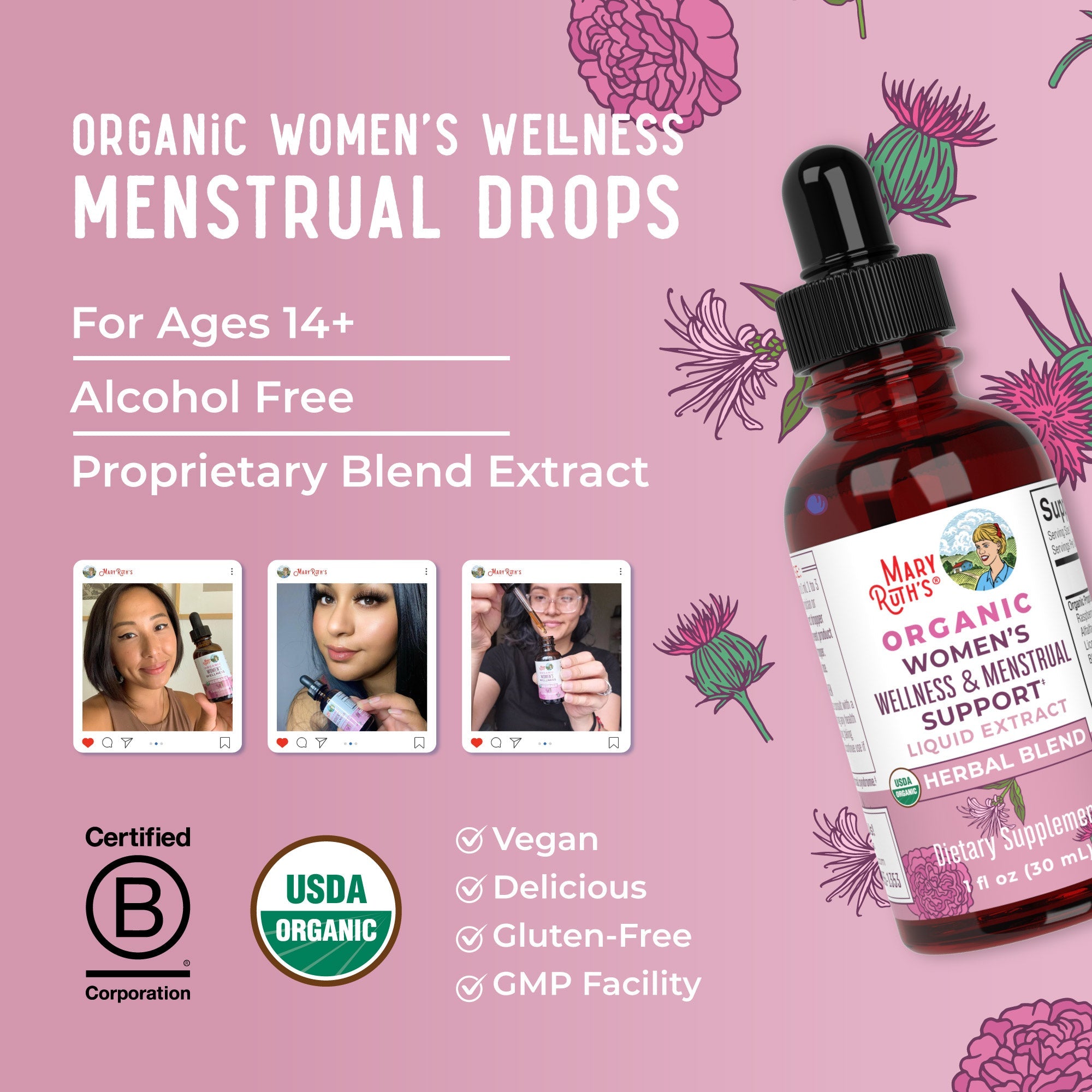 Organic Women's Wellness & Menstrual Support Liquid Drops