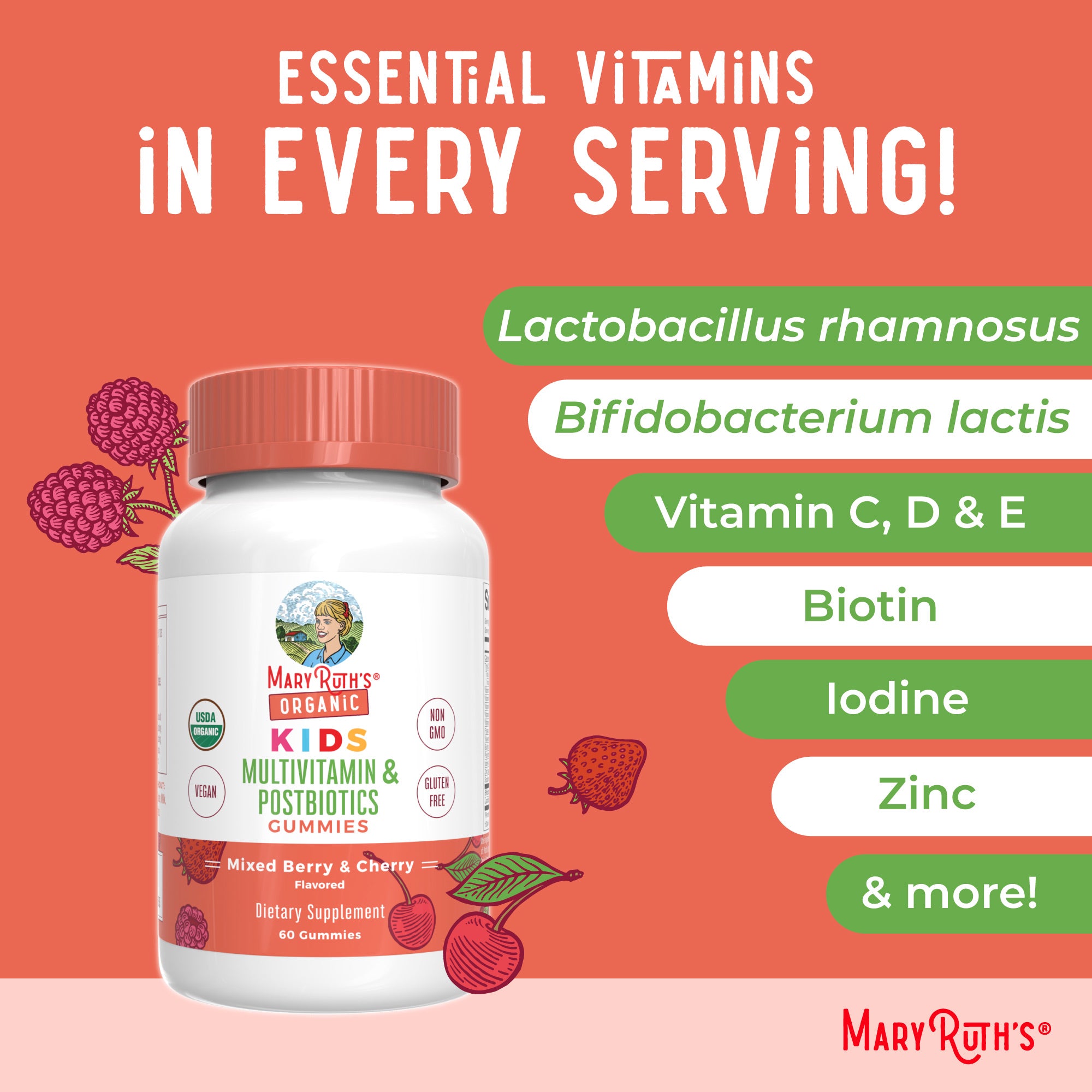 Organic Kids Multivitamin + Postbiotics Gummies